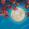 Moon With Flowers Diamond Painting