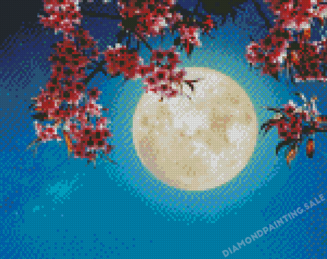 Moon With Flowers Diamond Painting