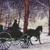 Horse Carriage In Snow Diamond Painting