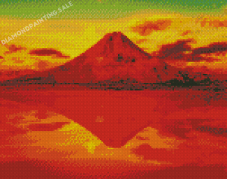 Red Mountain Reflection Diamond Painting
