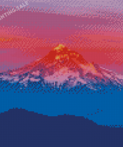 Snow Mountains Red Sunset Diamond Painting