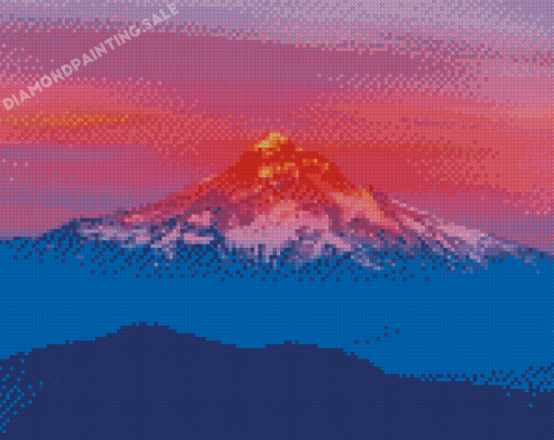 Snow Mountains Red Sunset Diamond Painting