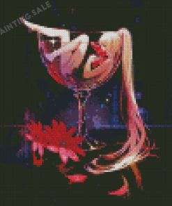 Anime Girl In Wine Glass Diamond Painting