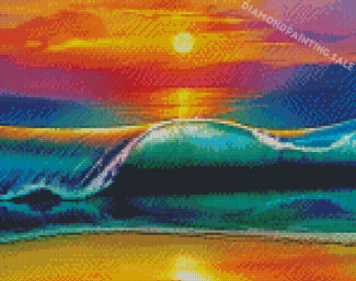 Beach And Waves Sunset Art Diamond Painting