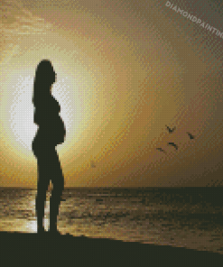 Beautiful Young Pregnant Woman In Beach Diamond Painting