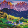Dolomites Italian Mountain Sunset Diamond Painting