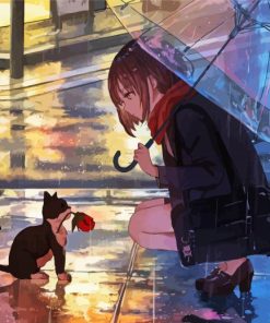 Anime Girl In The Rain Diamond Painting