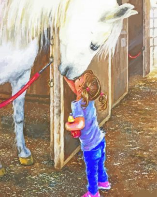 Cute Little Girl With Horse Diamond Painting