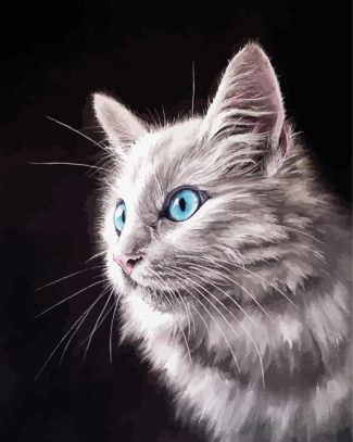 Grey Cat Pastel Diamond Painting
