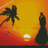 Hawaiian Hula Dance Sunset Silhouette Diamond Painting