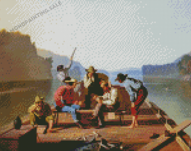 Raftsmen Playing Cards By George Caleb Bingham Diamond Painting