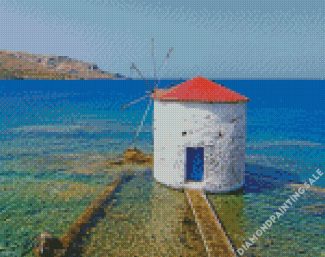Leros Windmill Greece Diamond Painting