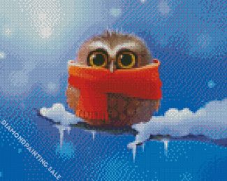 Owl In Snow Diamond Painting