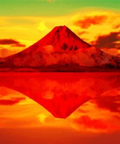 Red Mountain Reflection Diamond Painting