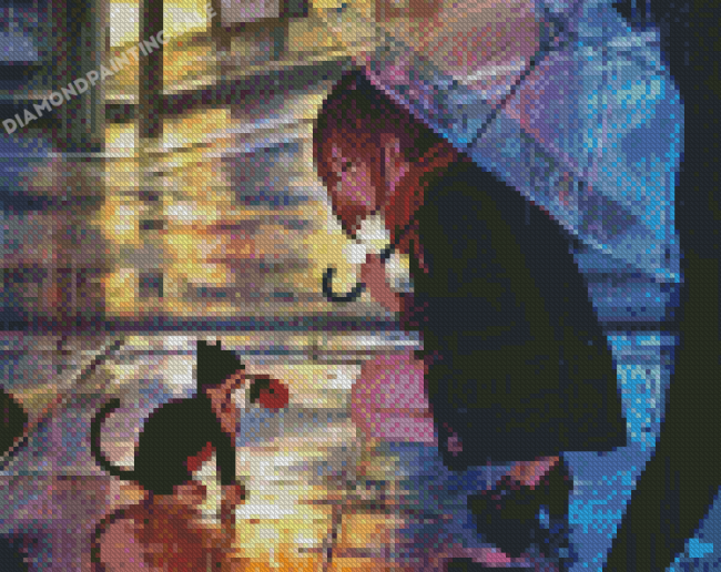 Anime Girl In The Rain Diamond Painting