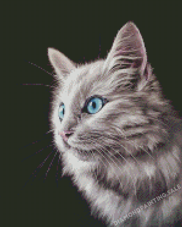 Grey Cat Pastel Diamond Painting