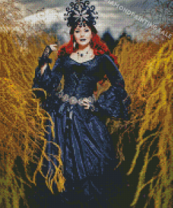 Redhead Goddess With Black Dress Diamond Painting