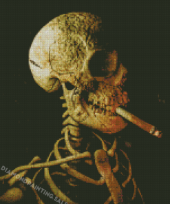Vintage Skull With Cigarette Diamond Painting