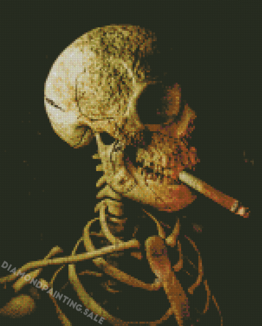 Vintage Skull With Cigarette Diamond Painting