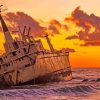 Shipwreck At Sunset Diamond Painting
