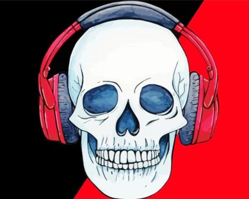 Skull With Headphone Diamond Painting