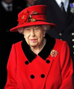 The Queen Elizabeth In Red Diamond Painting