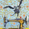 Black Bird On Sewing Machine Diamond Painting