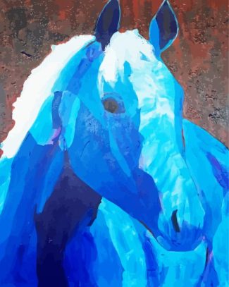 Blue Impressionist Horse paint by number