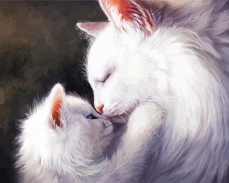 Cat Mother And Her Baby kitten Art Diamond Painting