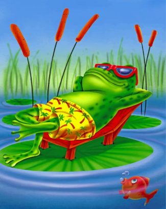 Frog On Lily Pad Diamond Painting