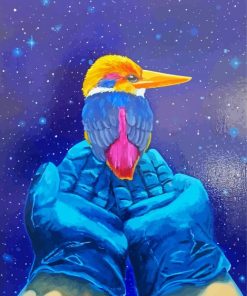 Oriental Dwarf kingfisher In Hands Diamond Painting
