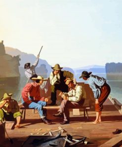 Raftsmen Playing Cards By George Caleb Bingham Diamond Painting