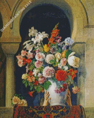 Vase Of Flowers On The Window Hayez Art Diamond Painting