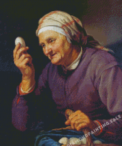 Old Lady And Eggs Diamond Painting
