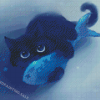 Cat With Fish Art Diamond Painting