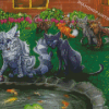 Cats With Fish Diamond Painting