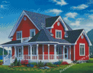Red Country Farmhouse Diamond Painting