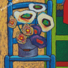 Abstract Flowers On Chair Diamond Painting