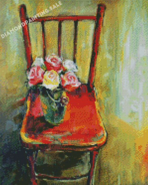 Flowers Vase On A Chair Diamond Painting