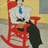 Girl On Red Rocking Chair Diamond Painting