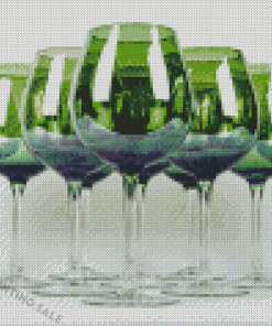 Green Wine Glasses Diamond Painting