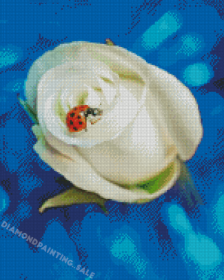 Ladybug On White Rose Diamond Painting