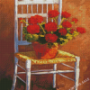 Red Flowers Vase On Chair Diamond Painting