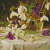 Snow Drops And Violets Diamond Painting