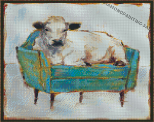 Cow On A CouCow On A Couch Art Diamond Paintingch Art Diamond Painting