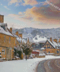 English Village In Winter Diamond Painting