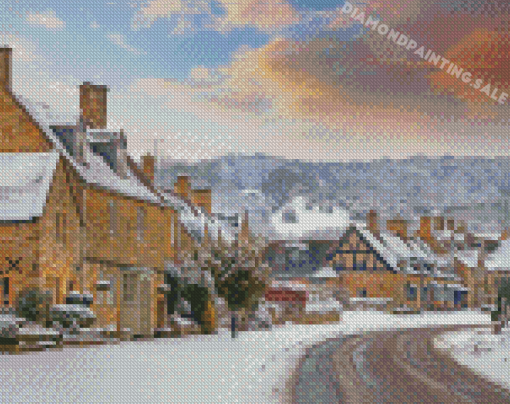 English Village In Winter Diamond Painting