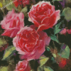 Pink Roses Contemporary Floral Diamond Painting
