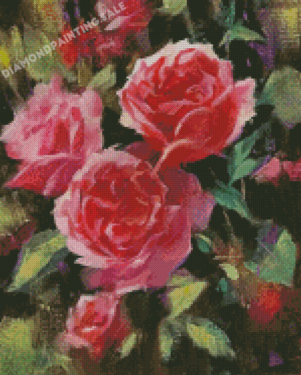 Pink Roses Contemporary Floral Diamond Painting
