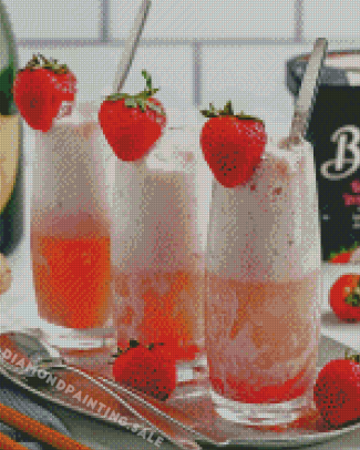 Strawberry Champagne Floats Diamond Painting